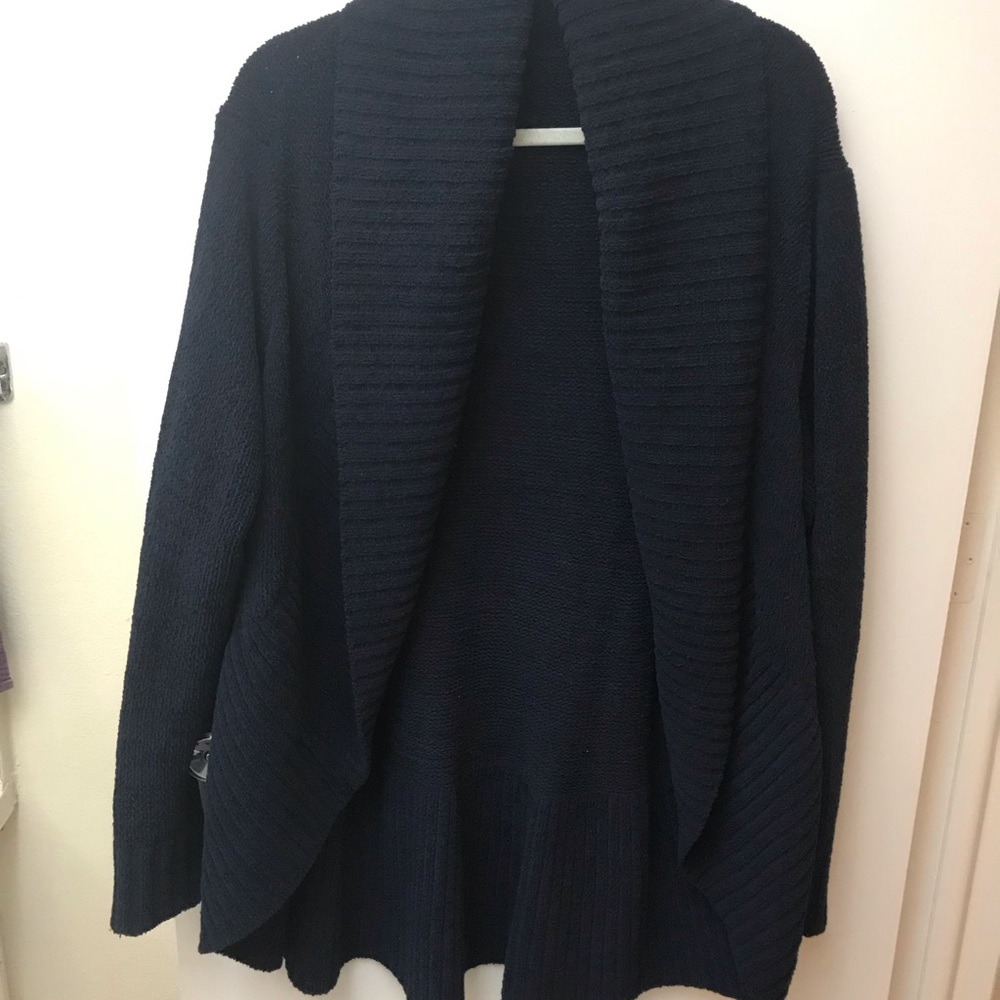 Ava & Viv 2X Navy Open Front Sweater